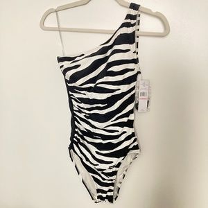 NWT Carmen Marc Valvo Swimsuit Animal Print Black&White